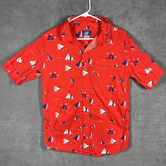 OF Odd Future Shirt Men's Medium Red Ship Print Cotton Short Sleeve Button-Up - Picture 1 of 6